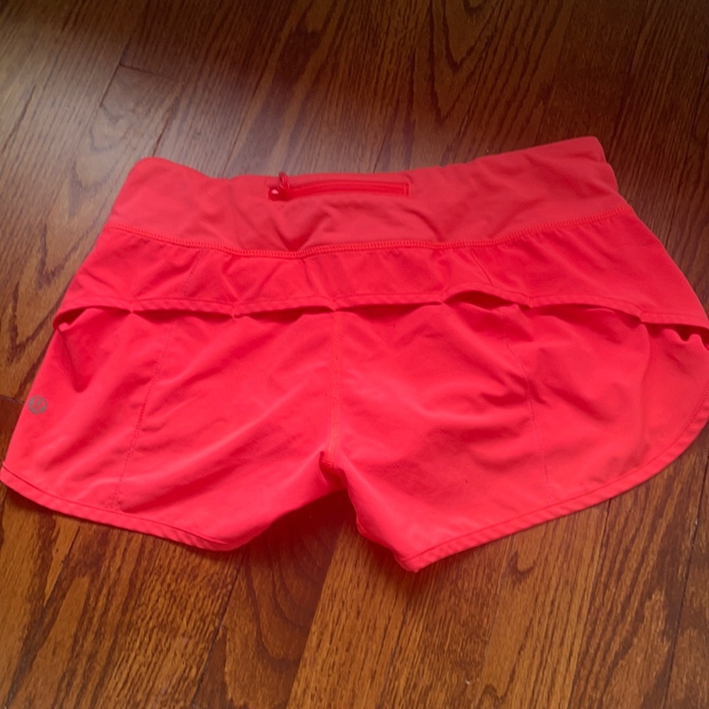 coral speed up lulu lemon running shorts